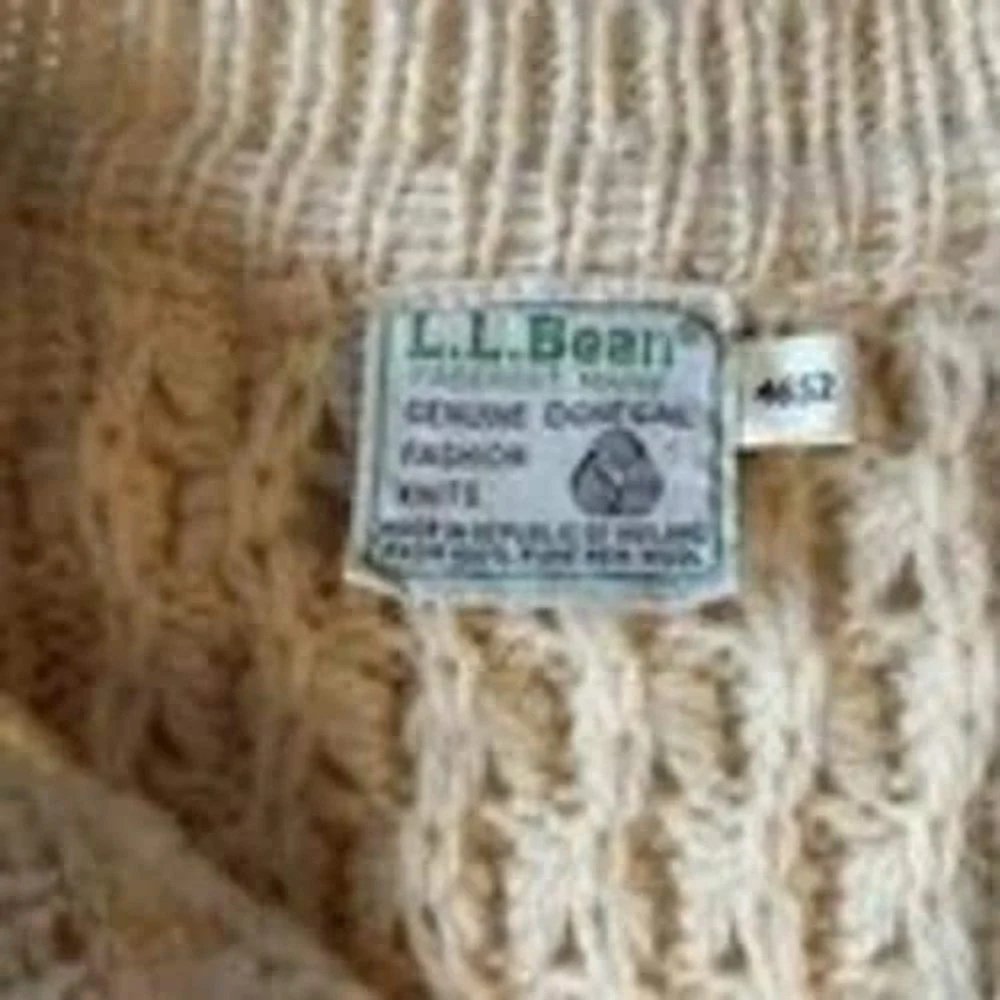Vtg L.L. Bean Fisherman Cable Knit Cardigan‎ Sweater Womens M Cream Coastal